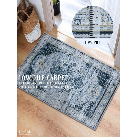 ✨Home Grey Area Rug Door Mat Entryway Small Soft Slip Washable Oriental Carpet - Picture 3 of 8